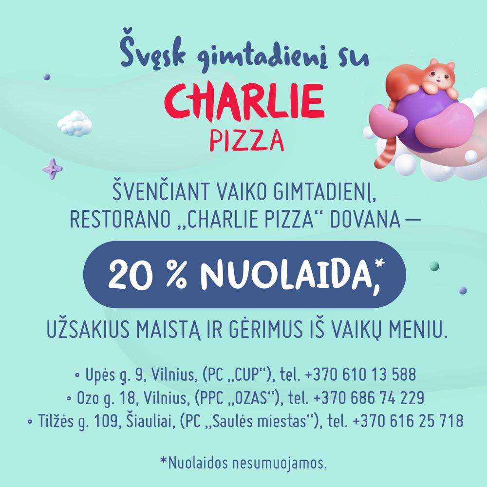 Švęskite vaikų gimtadienius „Charlie Pizza“!